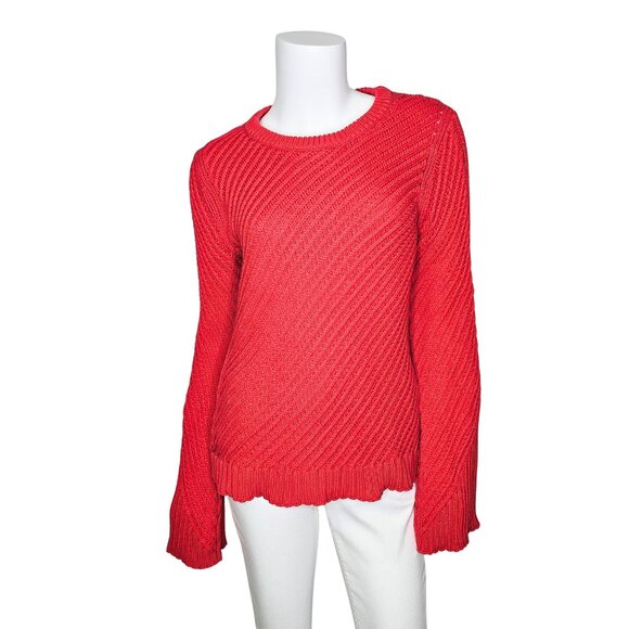 JOIE "Lauraly" Red Ribbed Cut-Out Back Bell Sleeve Sweater | Size M - Picture 2 of 5